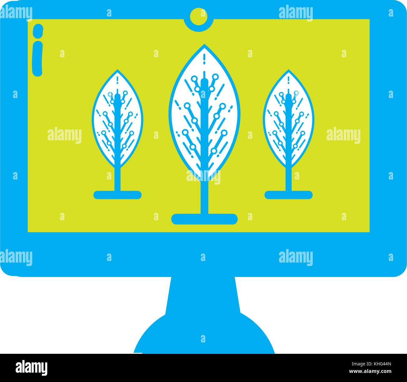virtual reality trees inside screen technology vector illustration ...
