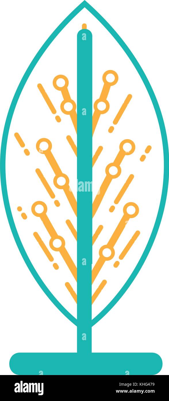 line virtual reality tree with circuits device vector illustration ...