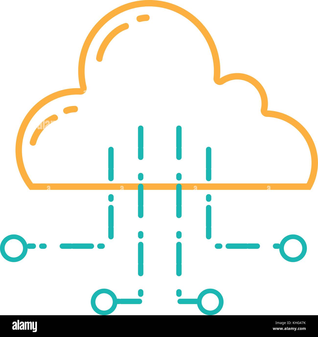 line cloud data with circuits to connection server vector illustration ...
