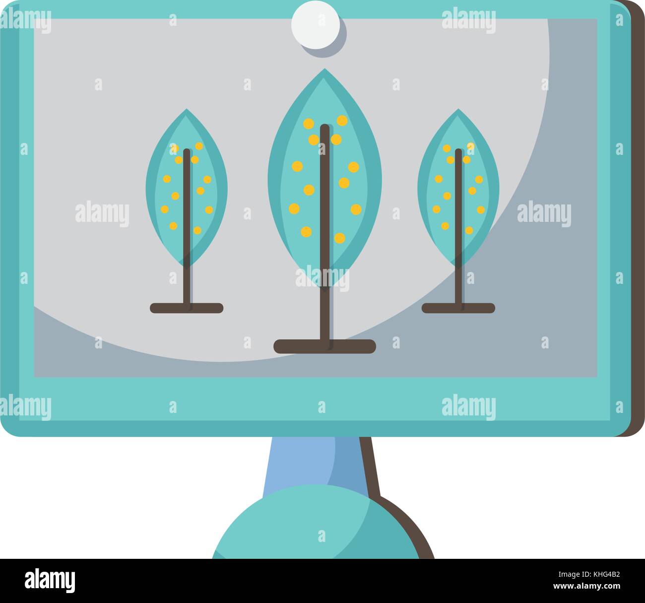 virtual reality trees inside screen technology vector illustration ...