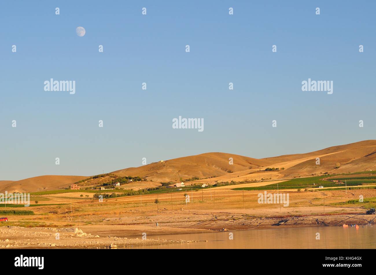 moon and steppe Stock Photo