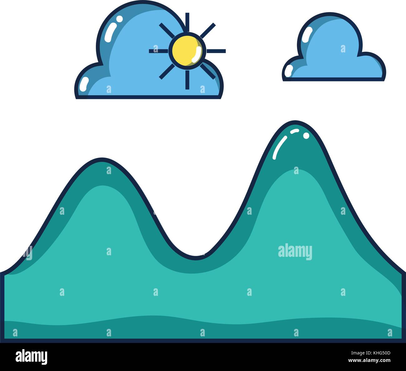 landscape with clouds with sun and natural mountains vector ...