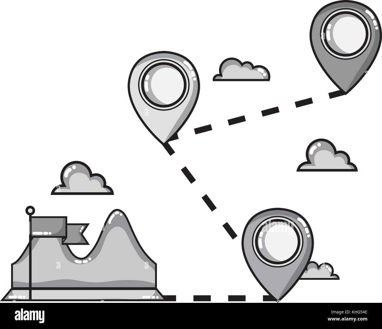 grayscale geography map with location symbol to travel vector ...
