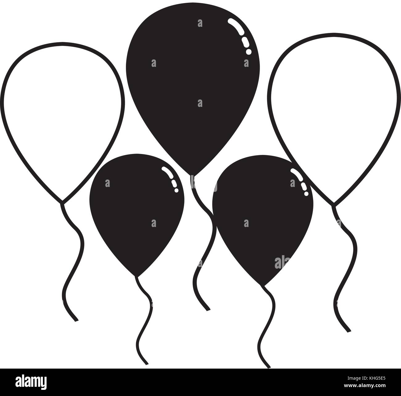contour balloons objects decoration to celebration design vector ...
