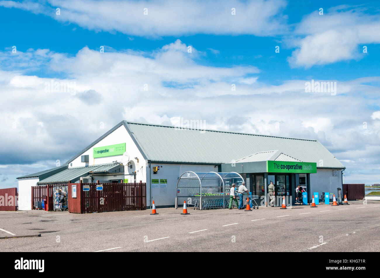 Co-op shop at Creagorry on Benbecula in the Outer Hebrides. Stock Photo