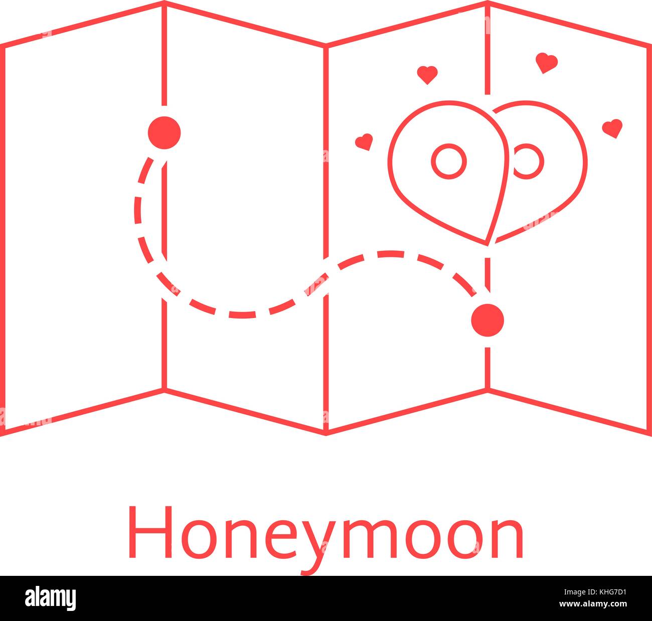 red thin line map pin like honeymoon Stock Vector Image & Art - Alamy
