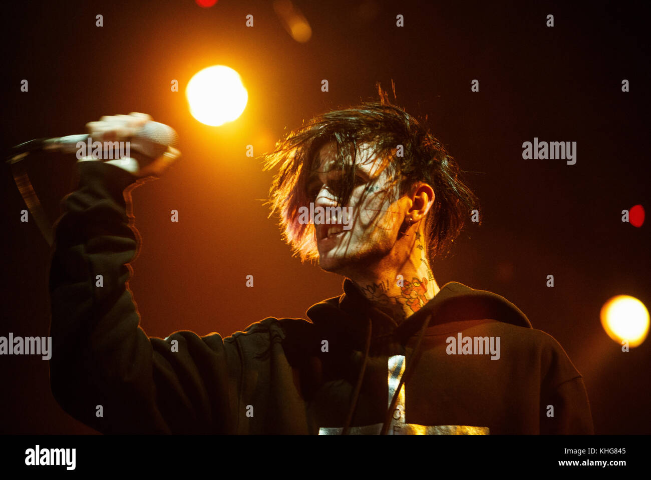 MOSCOW30 MARCH,2017Rapper Lil Peep concert in night club.Portrait of