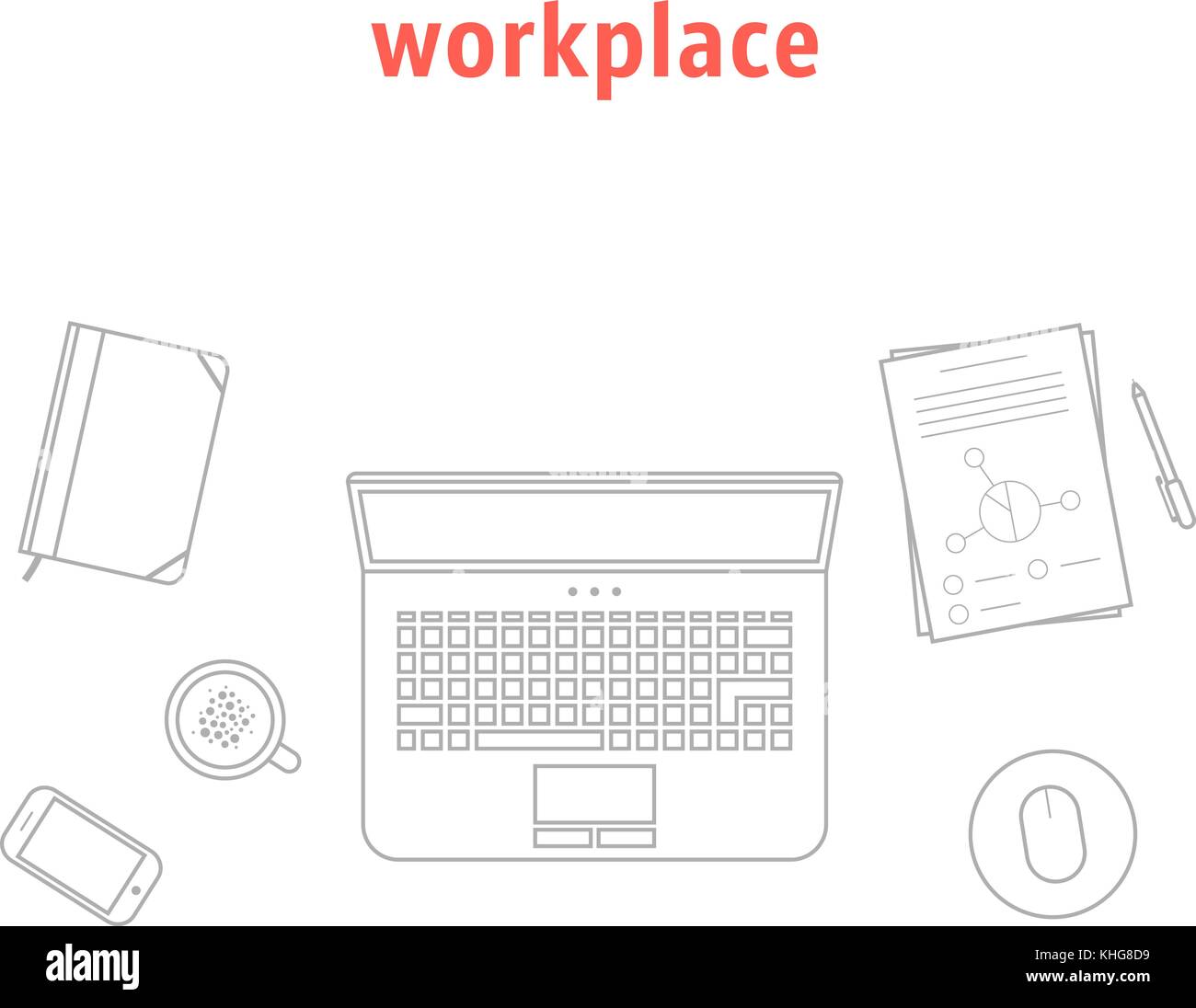 gray thin line workplace Stock Vector Image & Art - Alamy