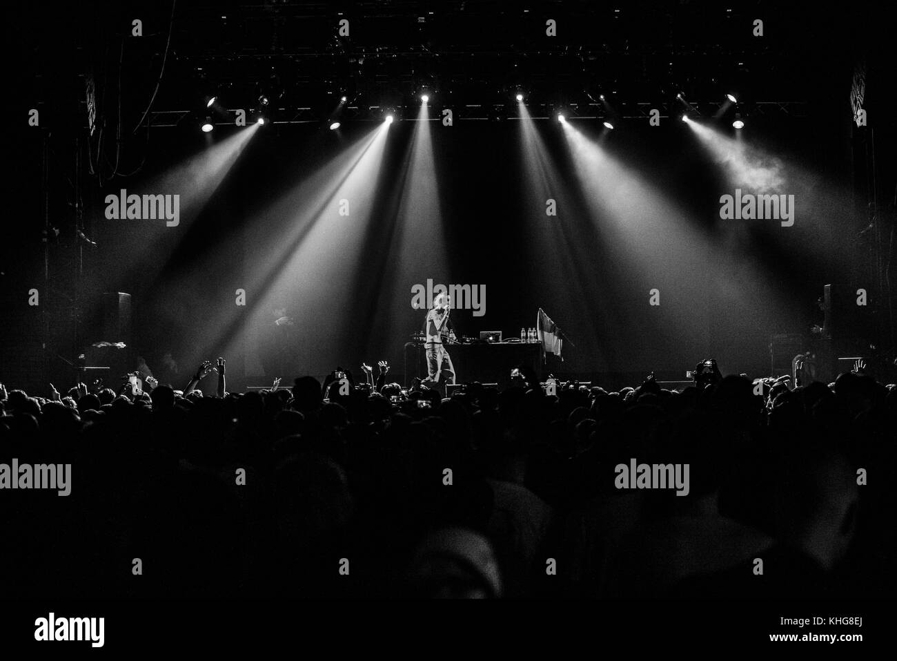 MOSCOW-30 MARCH,2017:Rapper Lil Peep concert in night club.Portrait of ...