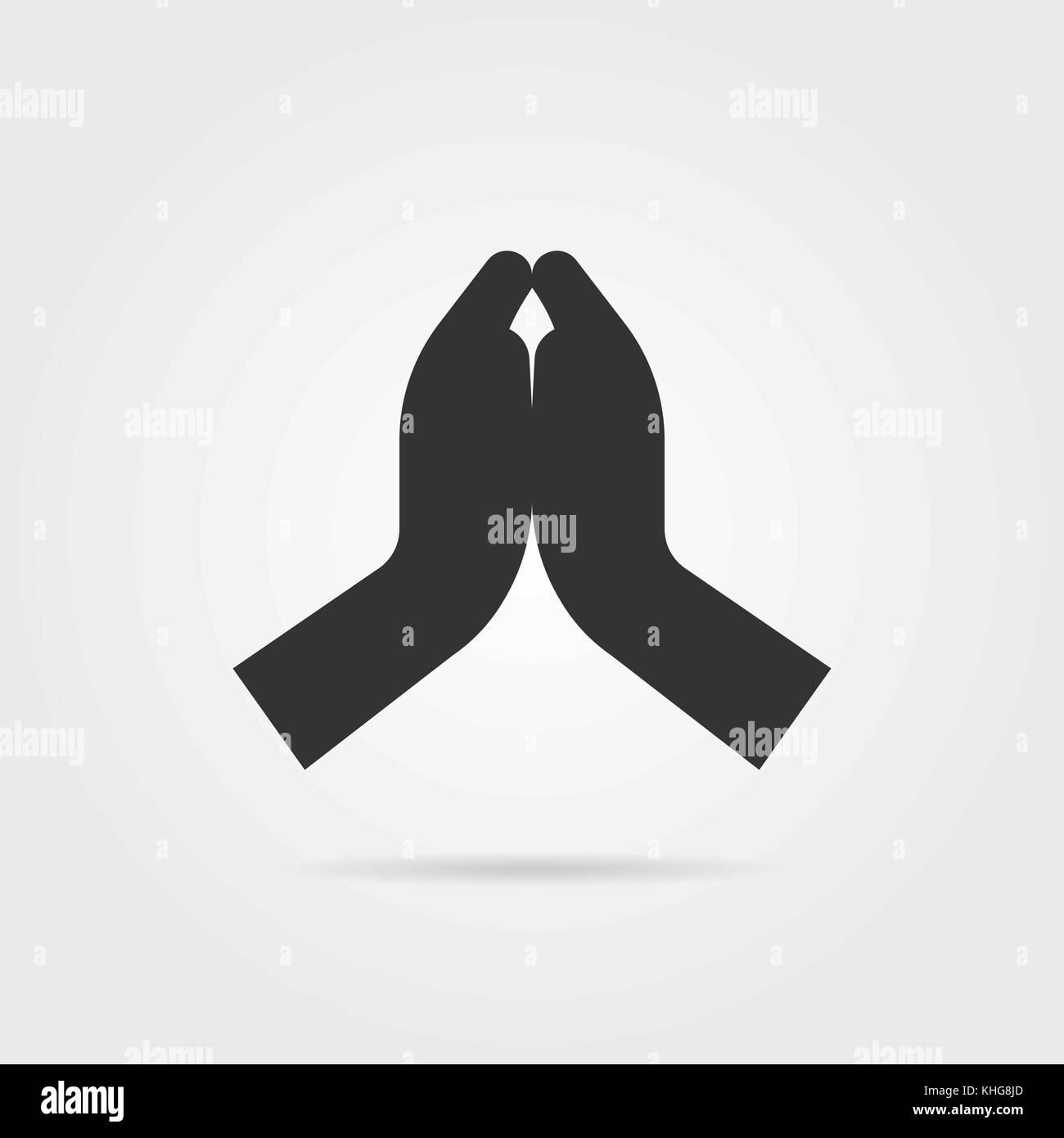 simple black praying hands with shadow Stock Vector