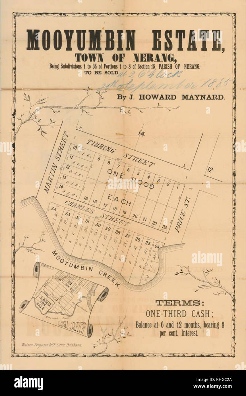 Map Of Nerang Qld 2 262908 Estate Map Of Mooyumbin Estate, Nerang, Queensland, 1885 Stock  Photo - Alamy