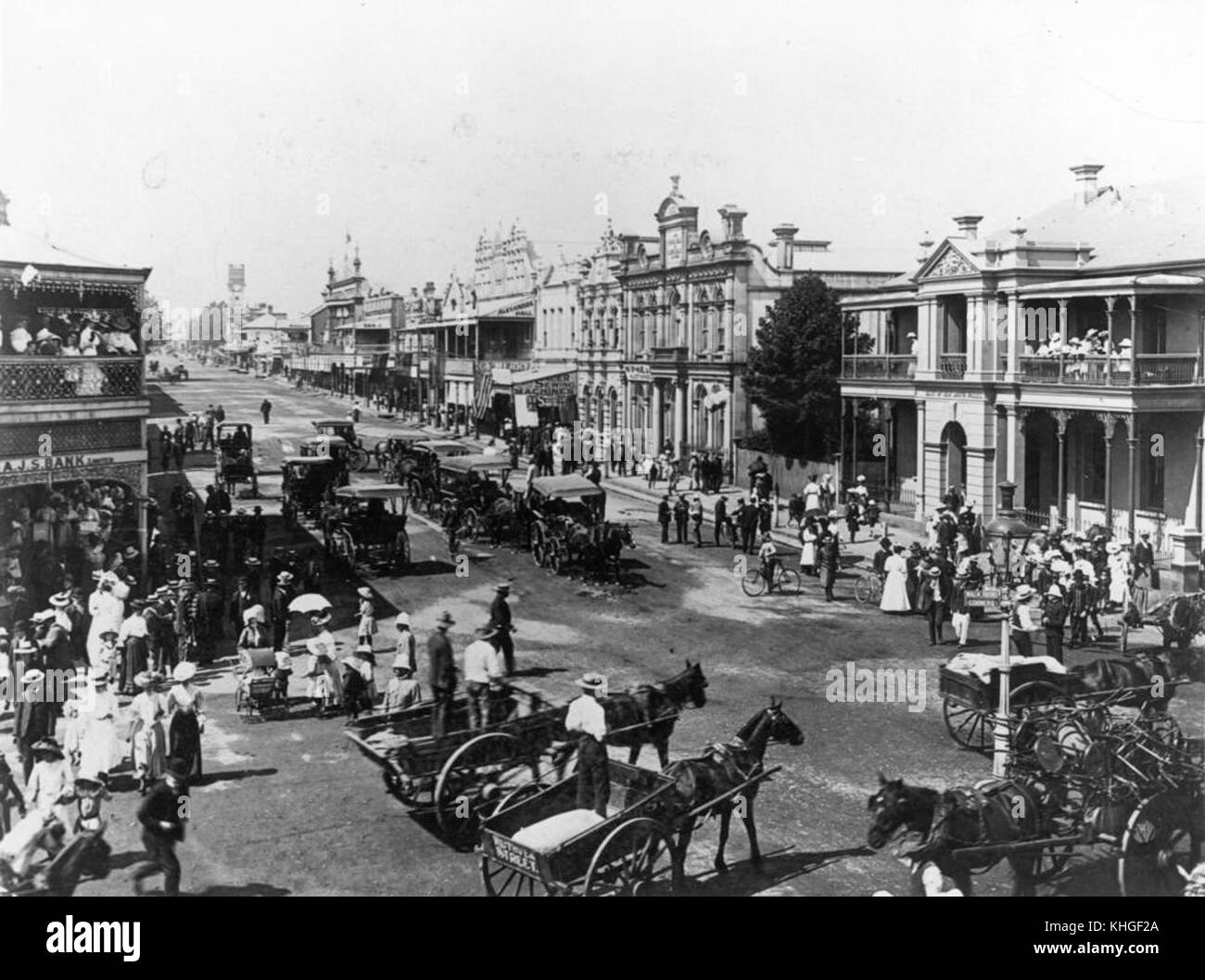 1 83079 Crowds on Ruthven Street, Toowoomba, Queensland, ca. 1907 Stock