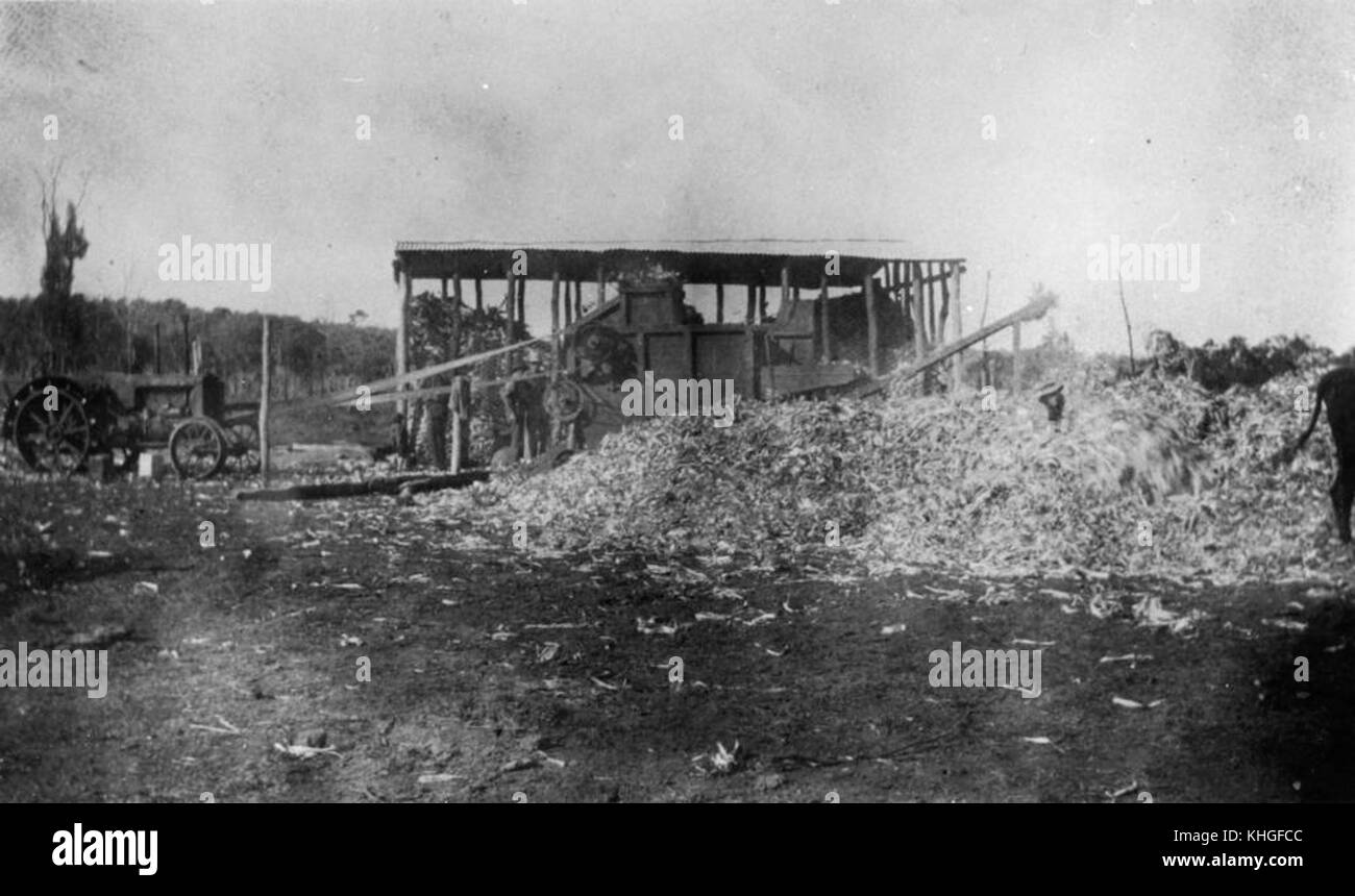2 174155 Deering tractor and corn sheller, Wondai, 1926 Stock Photo