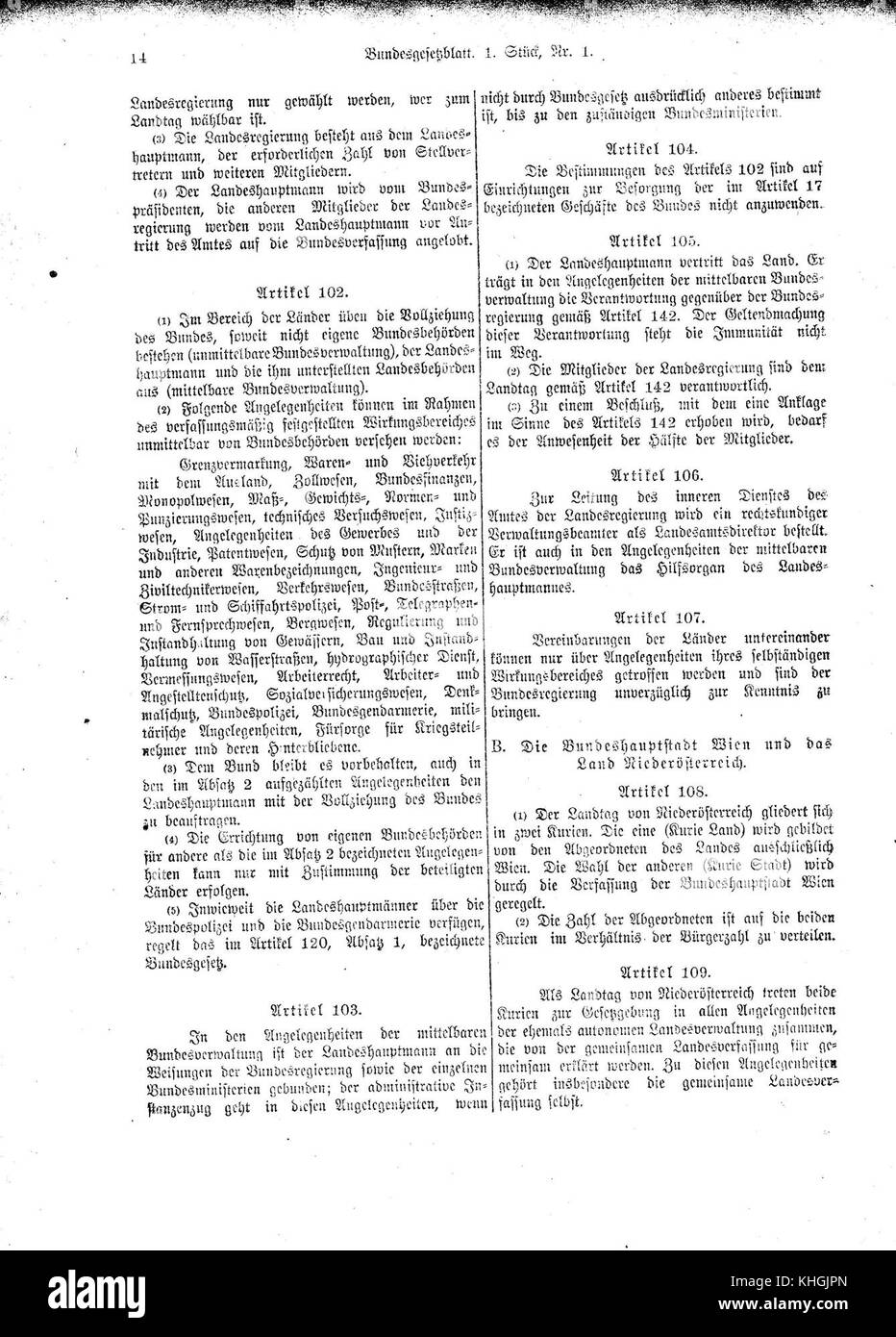  Bundesgesetzblatt (Austria) 1920 0014 Stock Photo - Alamy Bildidee 