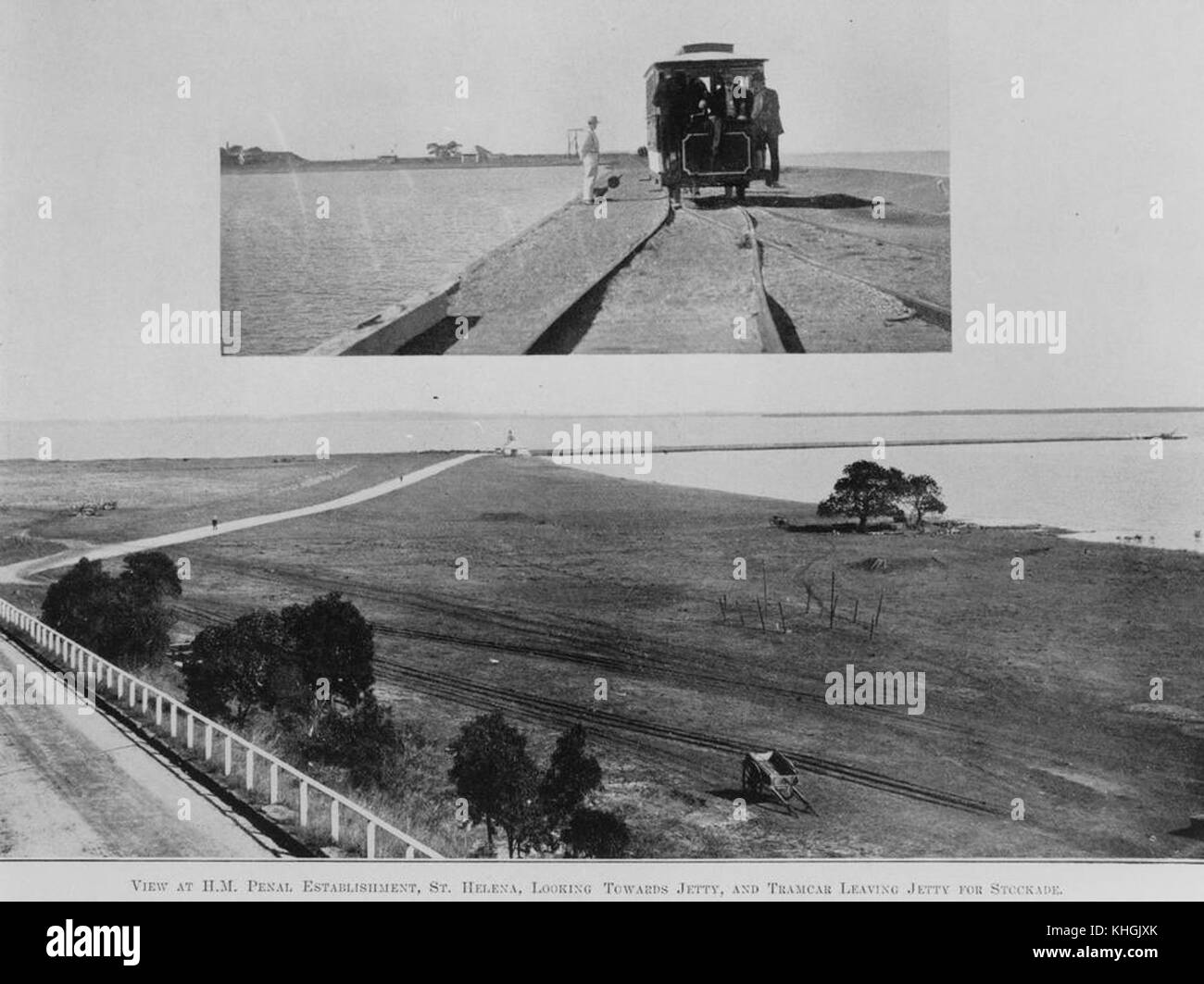 2 392525 View of the jetty and tramcar on St. Helena Island, 1911 Stock