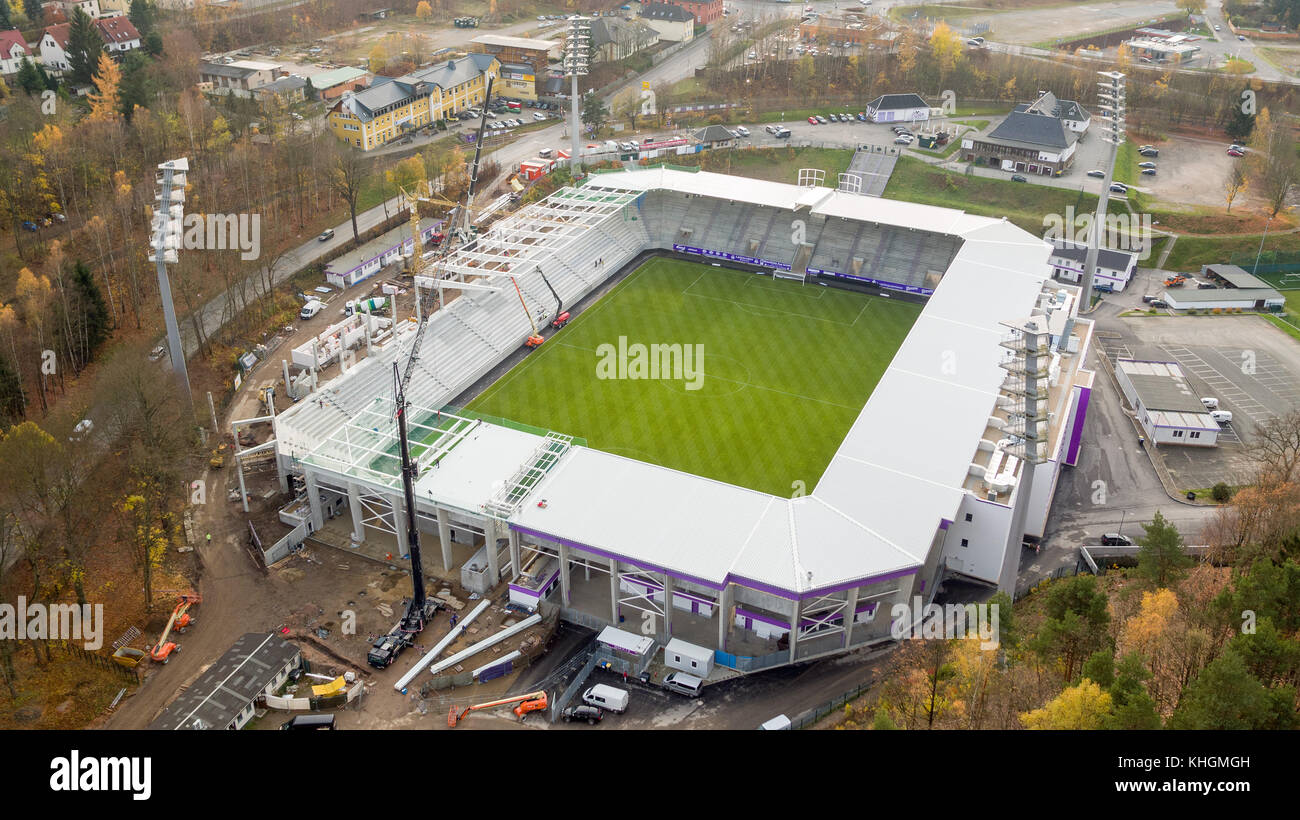 Aue, Germany. 16th Nov, 2017. Ongoing construction work at the new