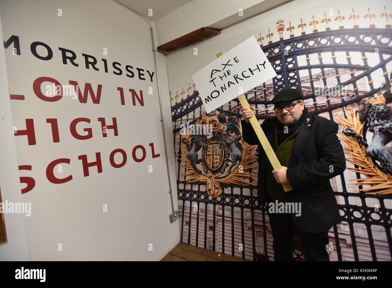 Camden Market, London, UK. 17th Nov, 2017. Morrissey pop-up shop in Camden market to launch his new album Low in High School. Fans have been queuing since yesterday afternoon. Credit: Matthew Chattle/Alamy Live News Stock Photo