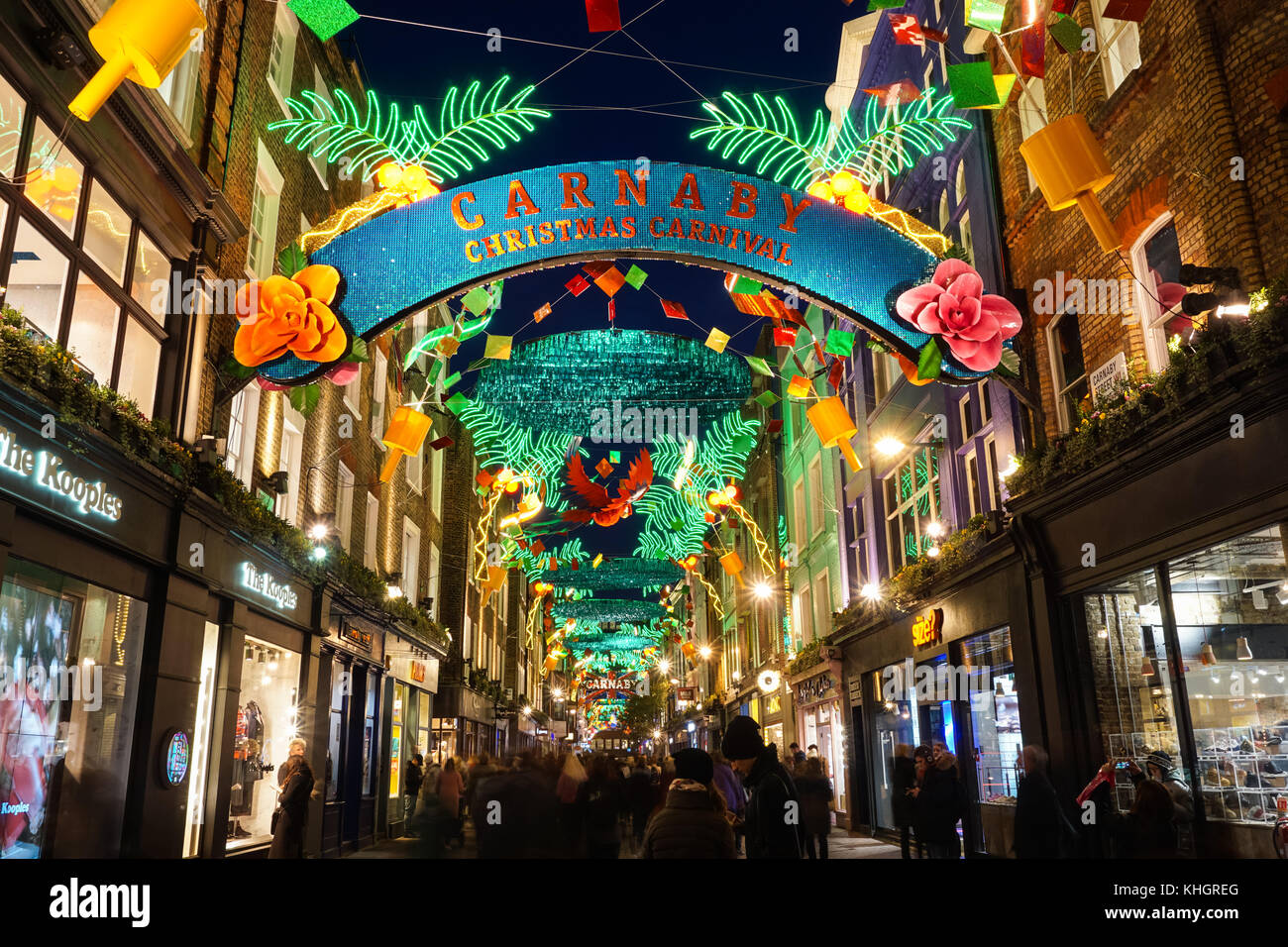 Christmas lights on Carnaby Street, London England United Kingdom UK Stock Photo