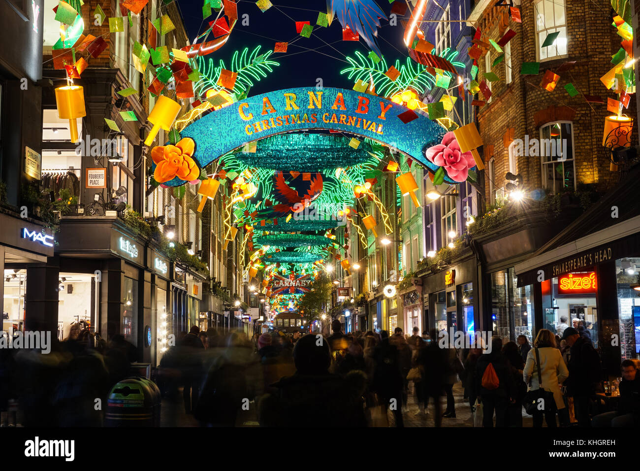 Christmas lights on Carnaby Street, London England United Kingdom UK Stock Photo
