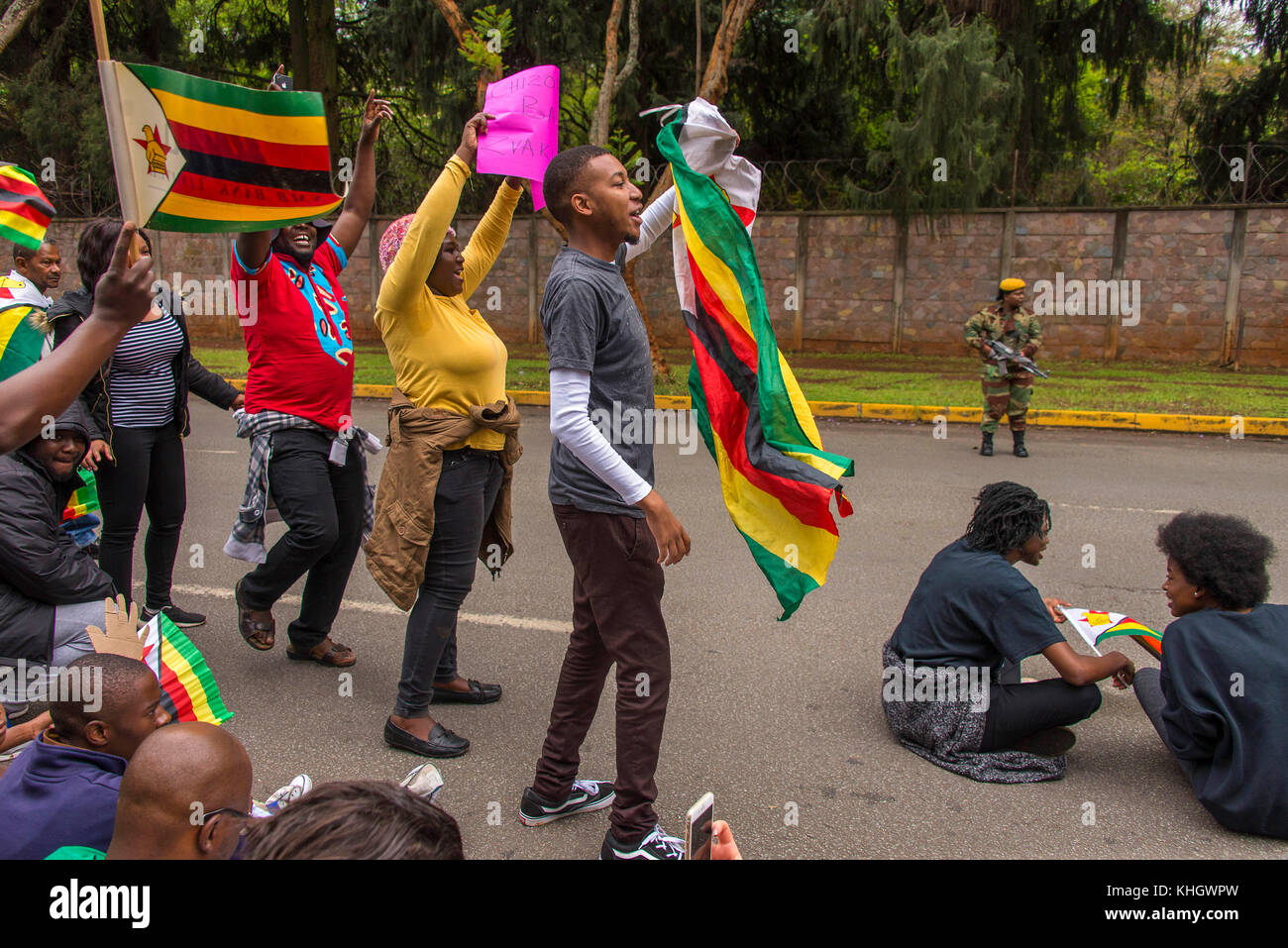Harare Zimbabwe 17th November 2017 Zimbabweans Take To The Streets Of Harare To Protest And 