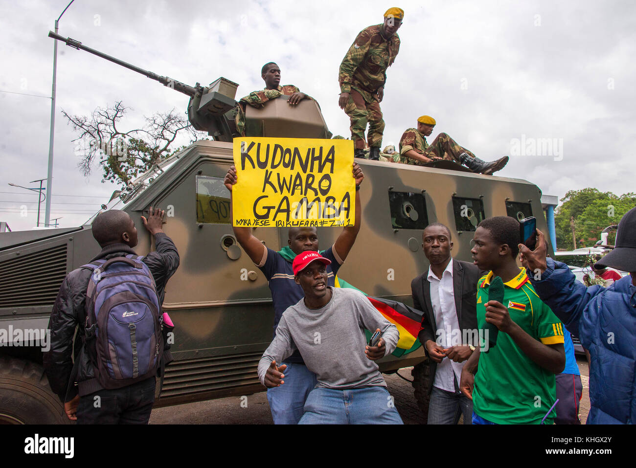 Zimbabwe Demonstration Military Coup Protest Marching Anti Mugab Stock 