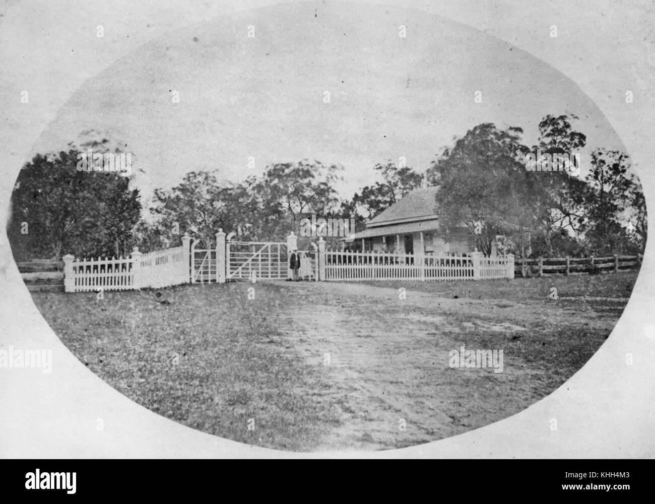 1 390017 Main gates and gatekeeper's residence, Canning Downs Station, ca. 1875 Stock Photo