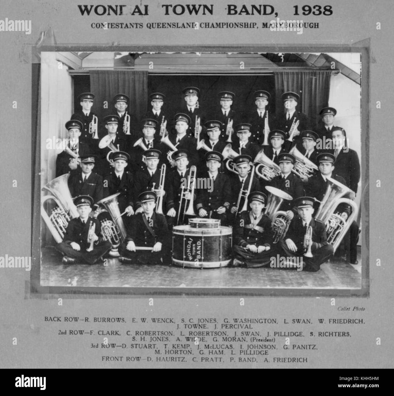 2 103602 Wondai Town Band contestants for the Queensland Championship, Maryborough, 1938 Stock Photo
