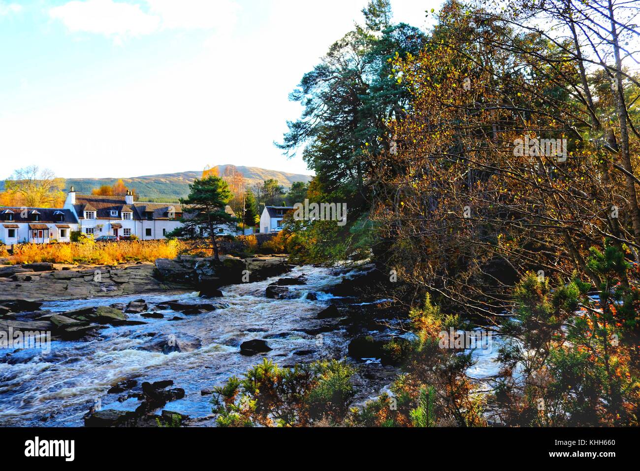 Falls of Dochart Waterfall, Killin, Scotland Stock Photo