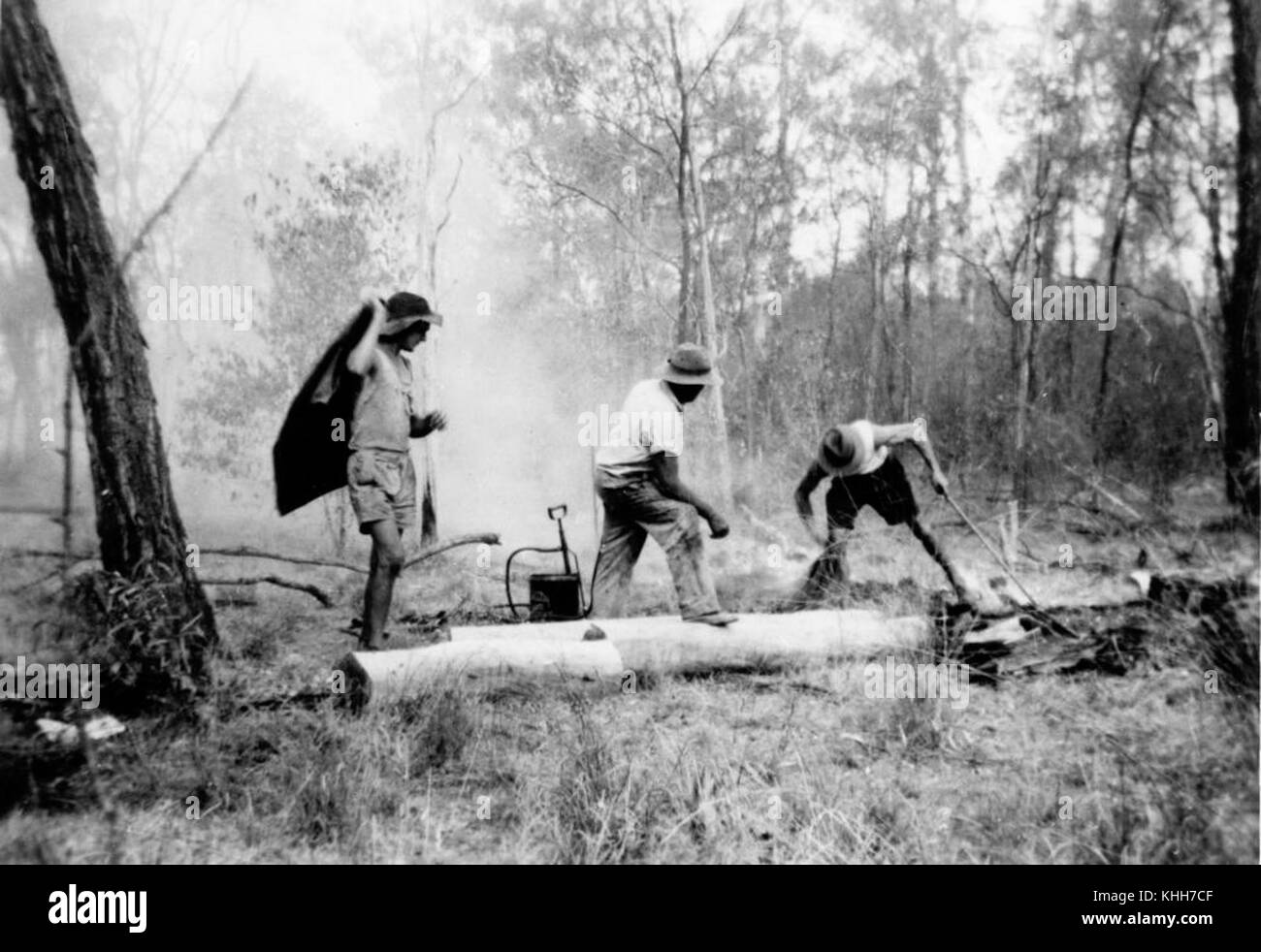 Goovigen 2 136158 Firefighting in the Goovigen district, Queensland, 1952 Stock ...