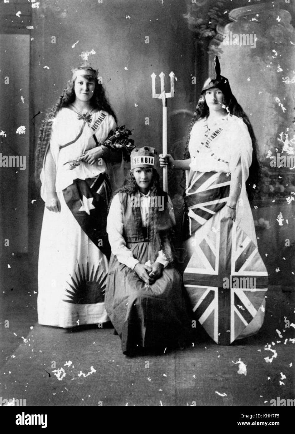 2 180651 McLucas sisters in costume after the Peace Procession in Wondai, 1918 Stock Photo