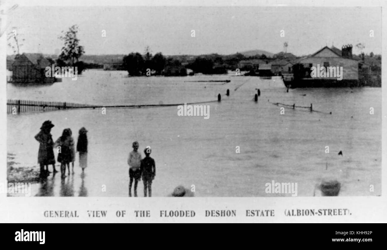 Buranda 1 86816 Children survey the flooded Deshon Estate in Buranda, Brisbane ...