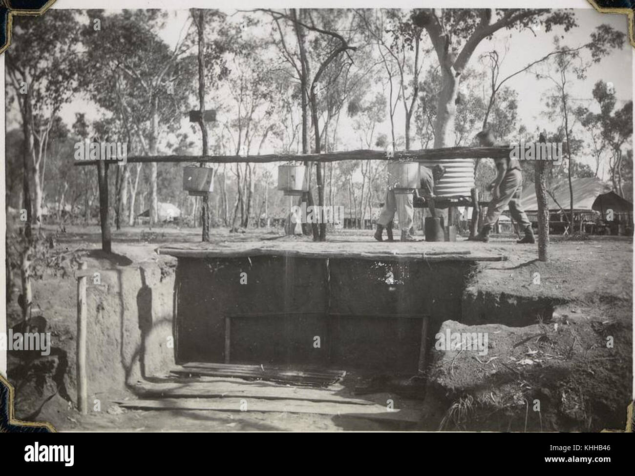 2 247403 Improvised bush showers at the Rollingstone army camp, Queensland, 1943 Stock Photo