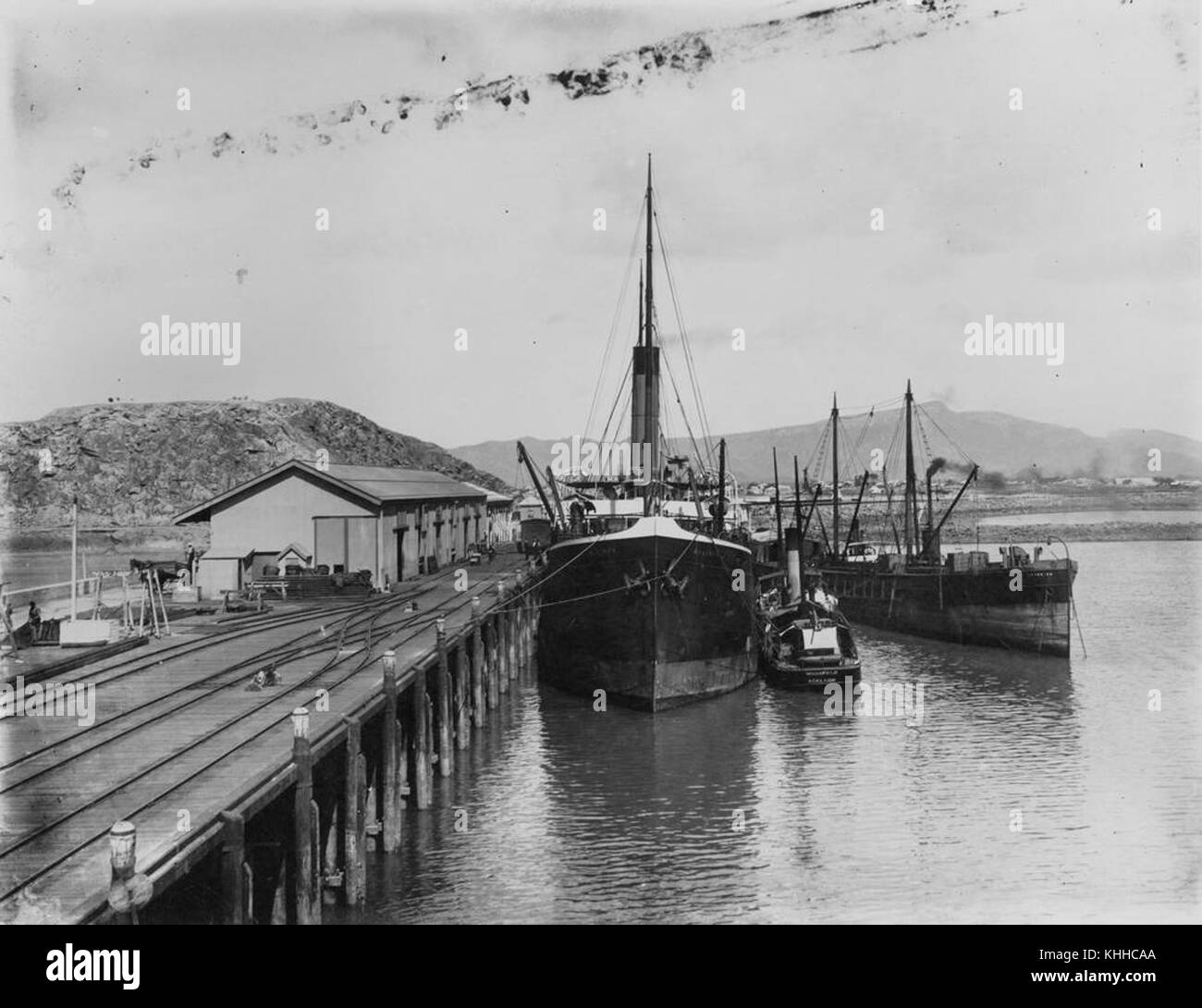 1 293195 Steamboats anchored at Townsville Wharves, ca. 1904 Stock