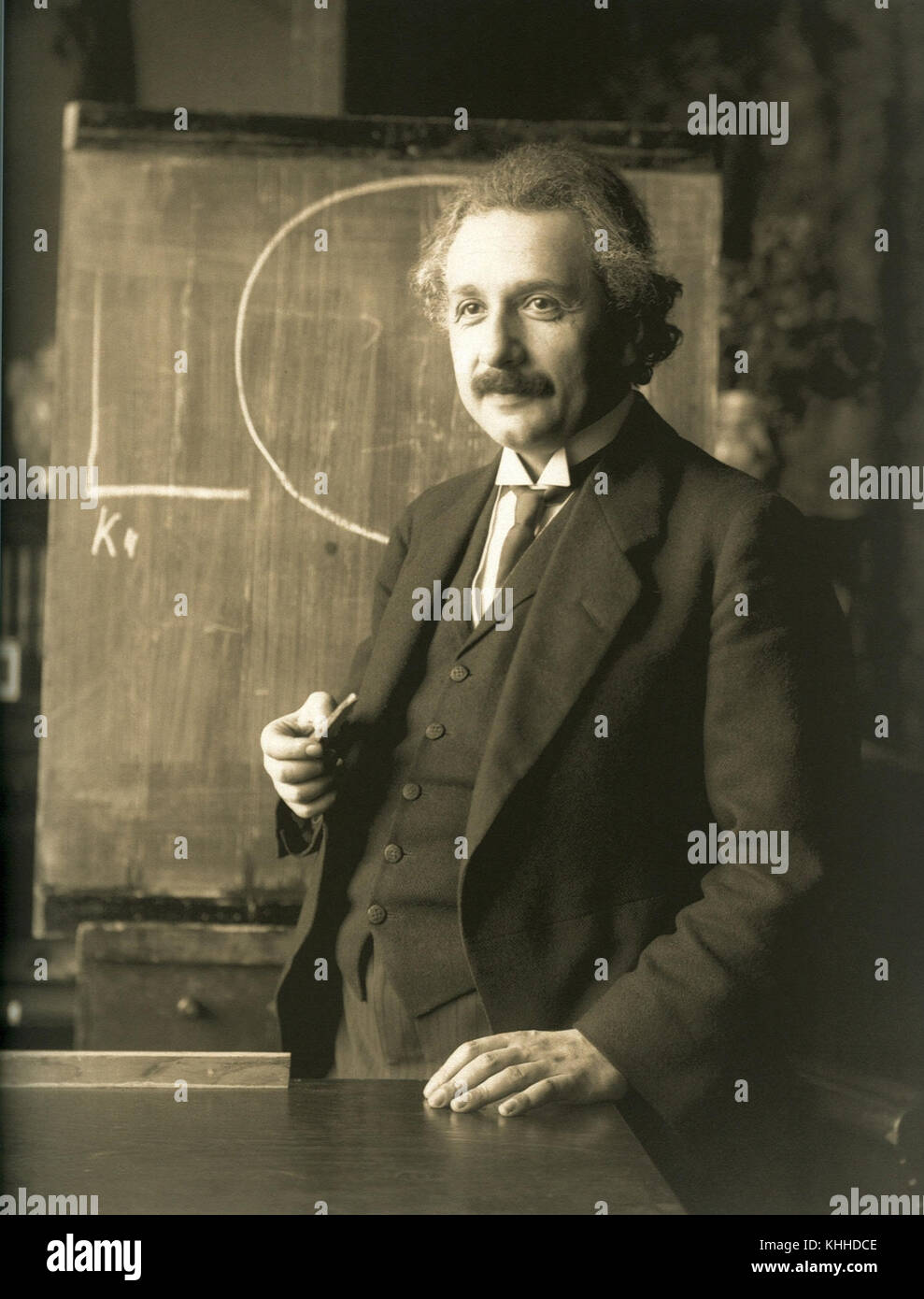 Einstein 1921 by F Schmutzer - restoration Stock Photo