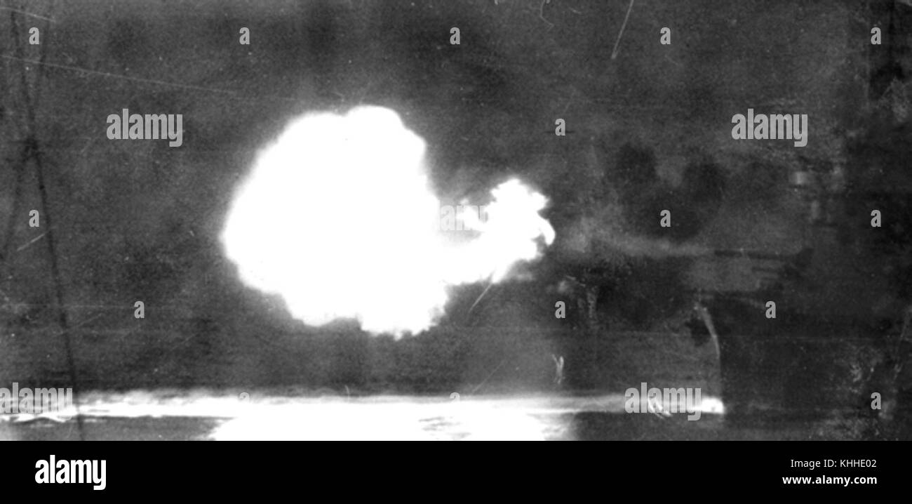 USS Vincennes (CA-44) bombards Guadalcanal Stock Photo - Alamy