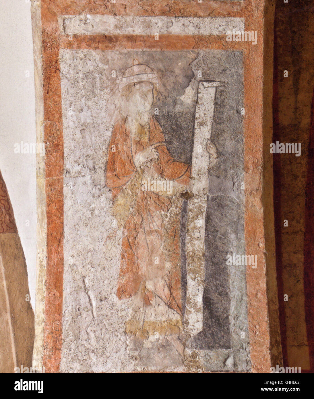 Kirche Altlichtenwarth Freske, Prophet mit Spruchband, Sauer 2014, 66 (Foto Michael Oberer) Stock Photo