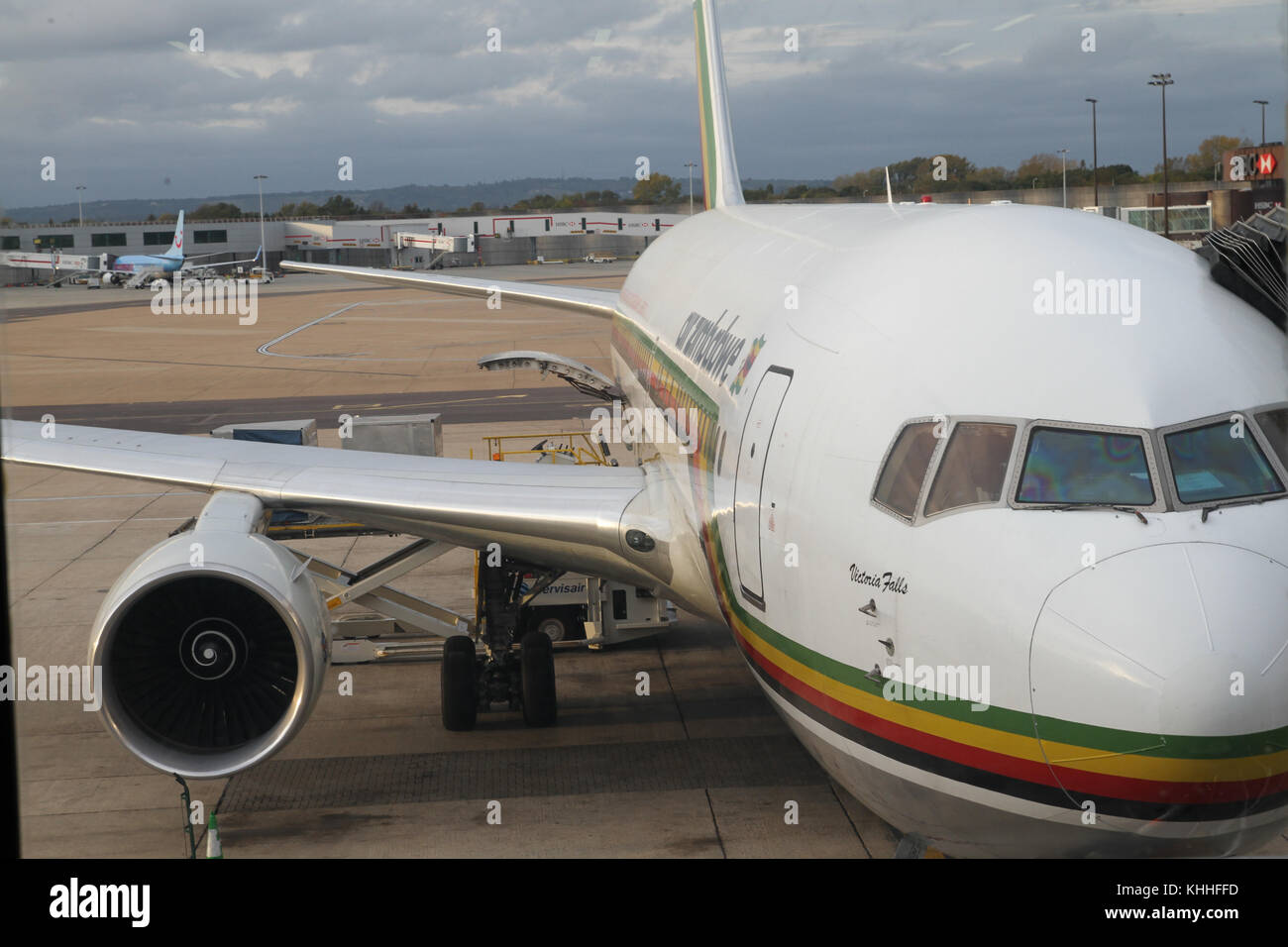 Gatwick, UK 10 October 2011 Air Zimbabwe airbus christened 'Victoria