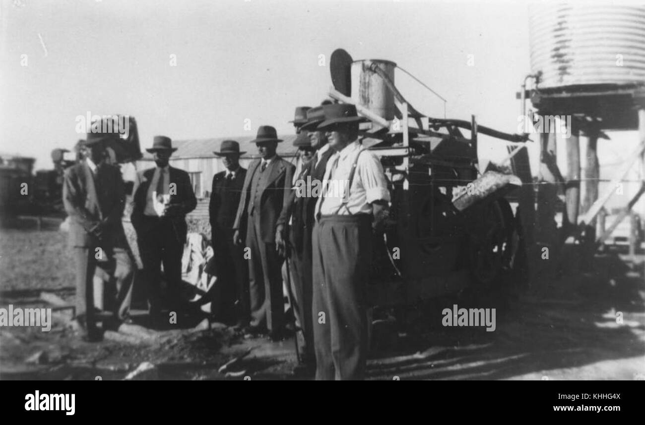 1 95416 Laying the foundation stone of the 4th North Gregory Hotel, Winton, ca. 1950 Stock Photo