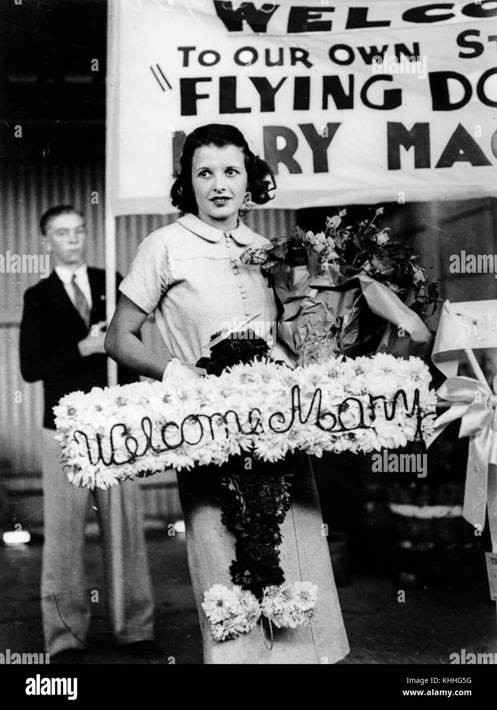 2 212216 Actress Mary Maguire being welcomed home at Brisbane, 1936 Stock Photo