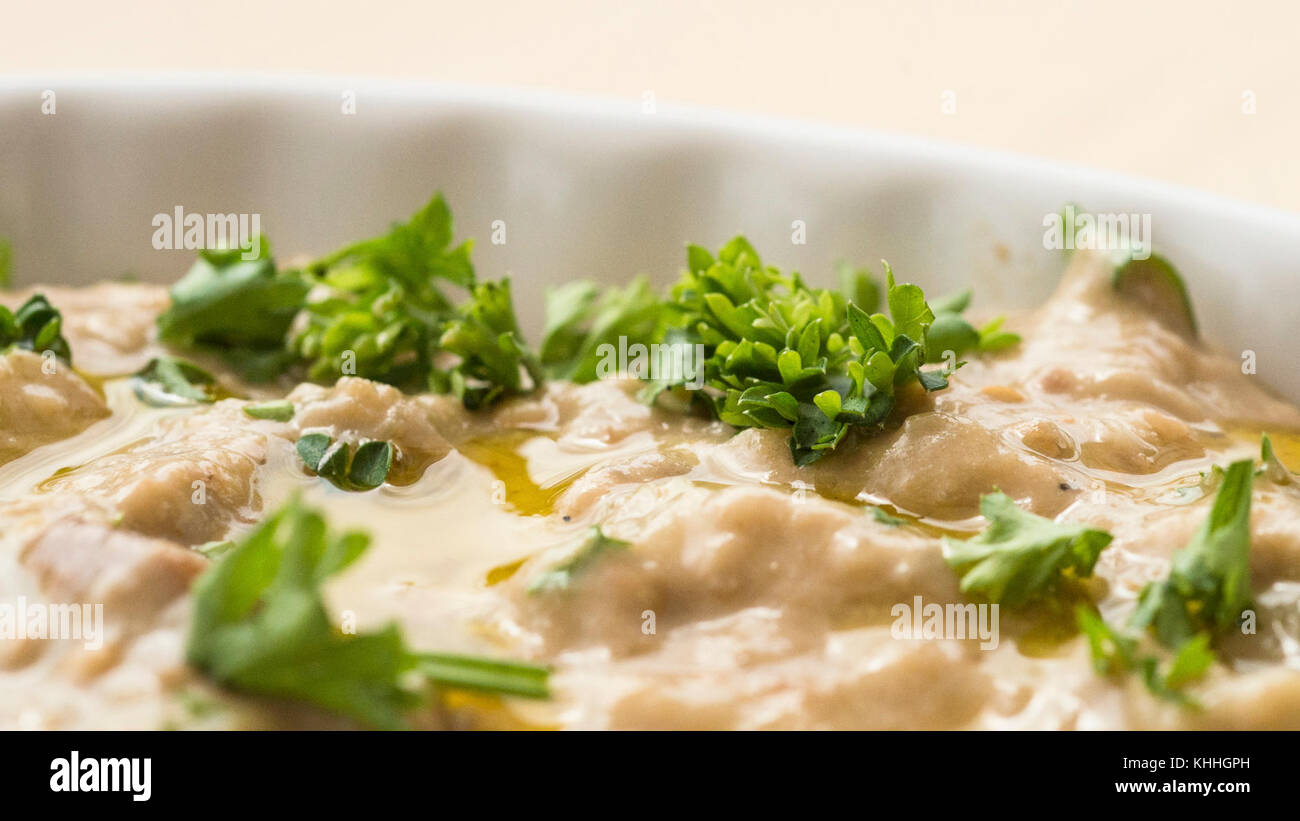 Roasted Eggplant Dip Baba Ghanoush With Ingredients Such As Eggplant Parsley Tahini And