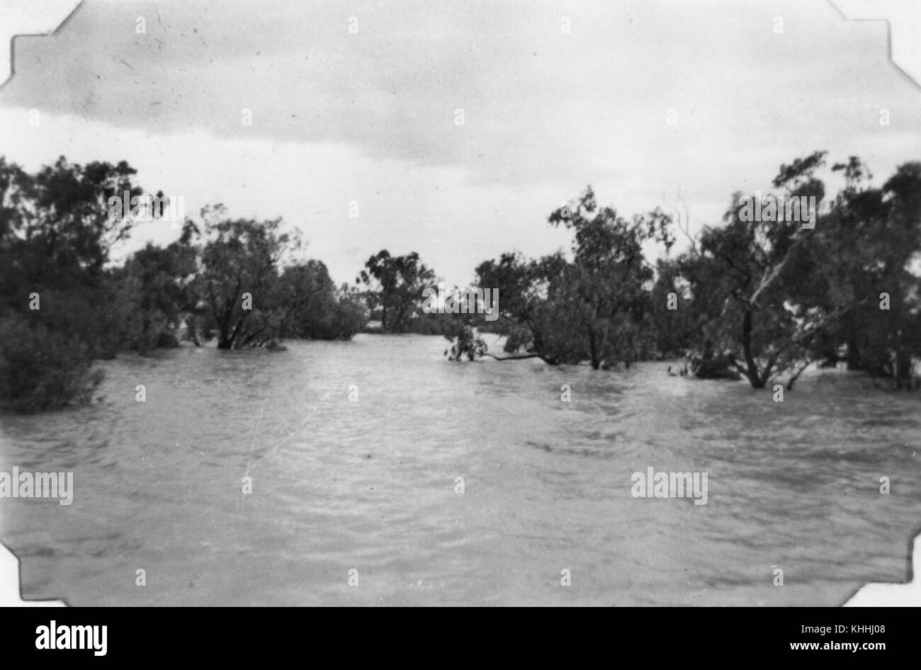 1 166519 Main channel of the Thomson River in the 1950s flood, Jundah district Stock Photo