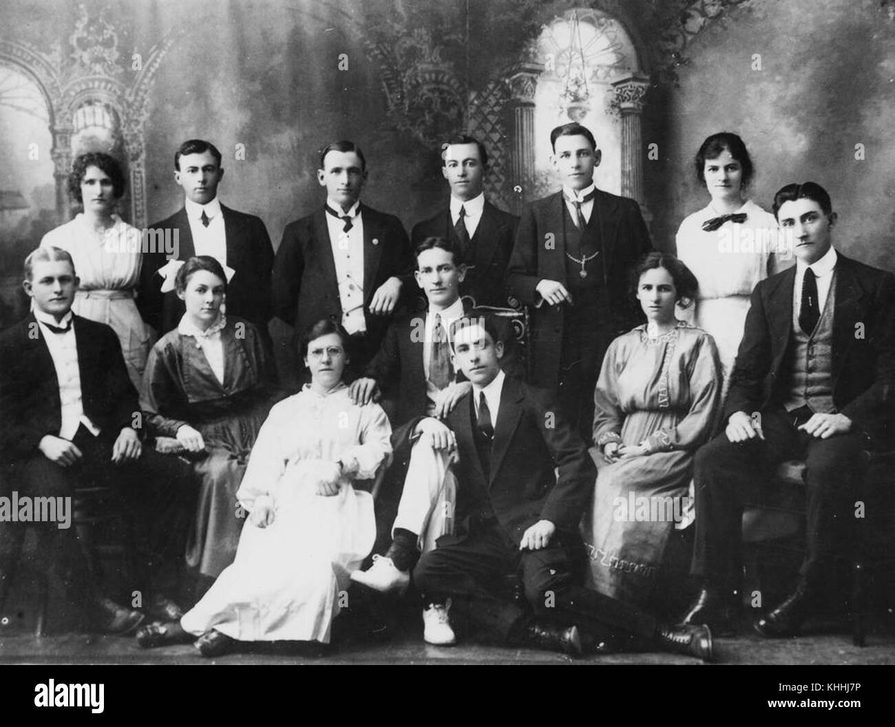 A photograph from 1917 showing unidentified members of the Gaieties ...