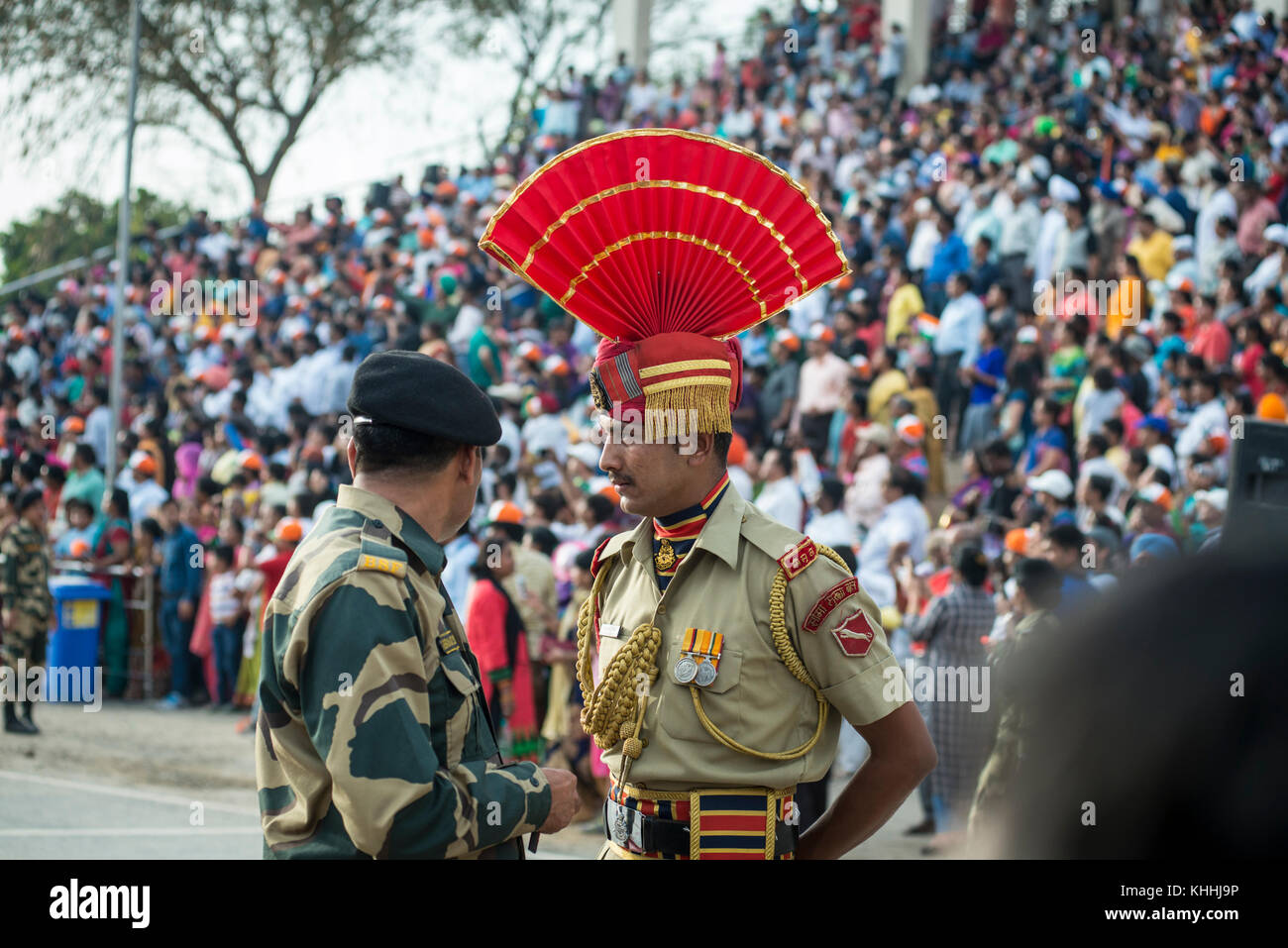 Wagah border crossing, India and Pakistan Stock Photo