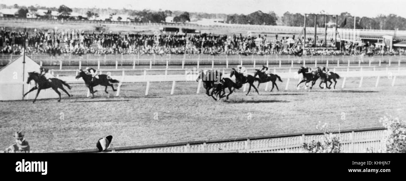 1 185739 Beelbee is about to cross the winning post at Ascot, Brisbane, 1931 Stock Photo