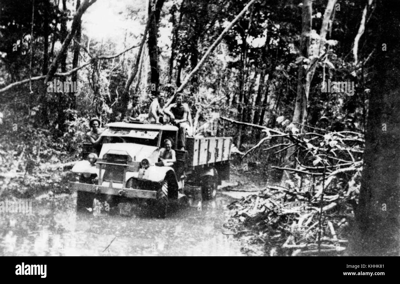 1 201935 Military truck on patrol in the jungles of New Guinea during World War II, ca. 1944 Stock Photo