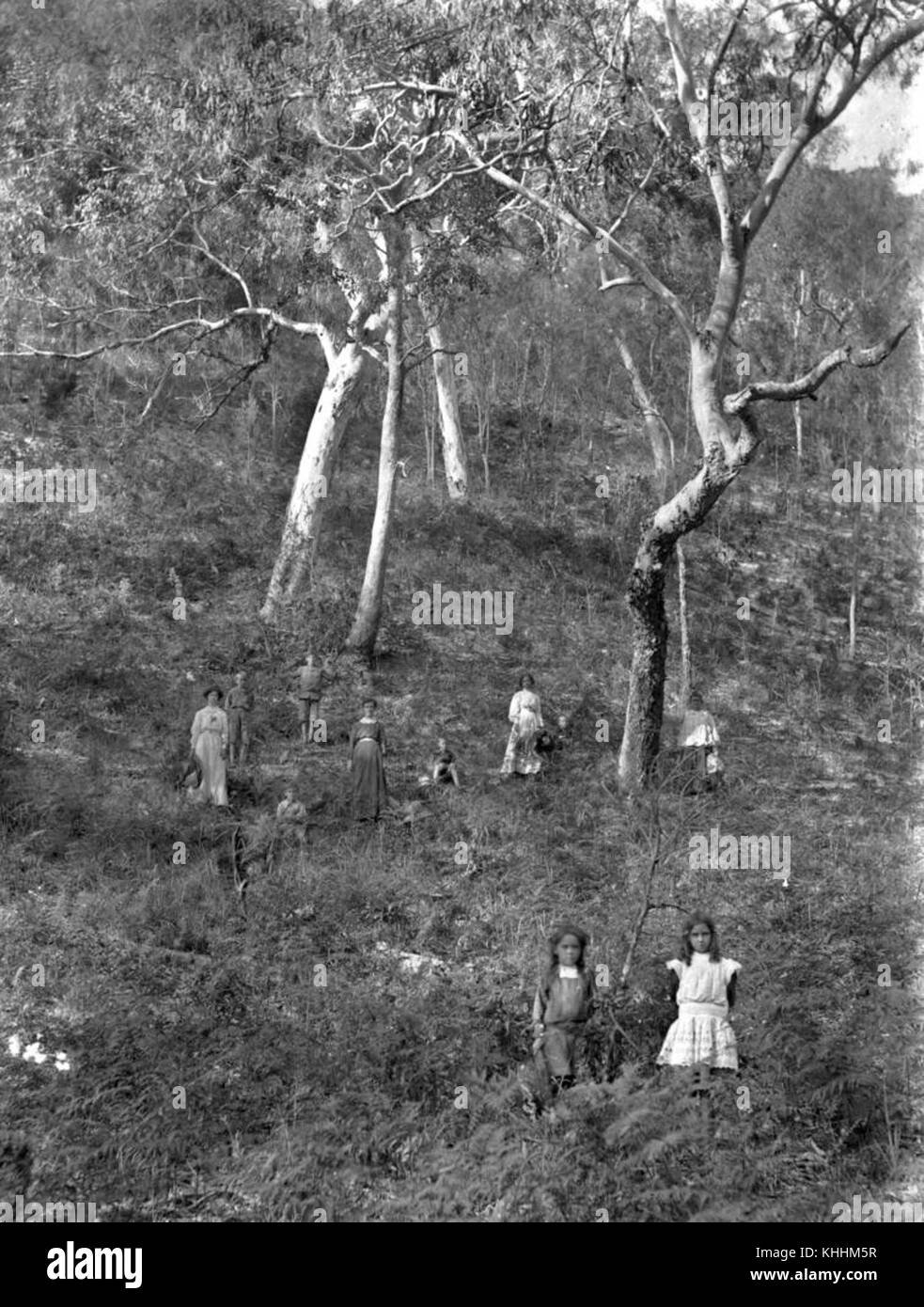 1 67839 Byrne family at 'The Den' on Fraser Island, Queensland, ca. 1910 Stock Photo