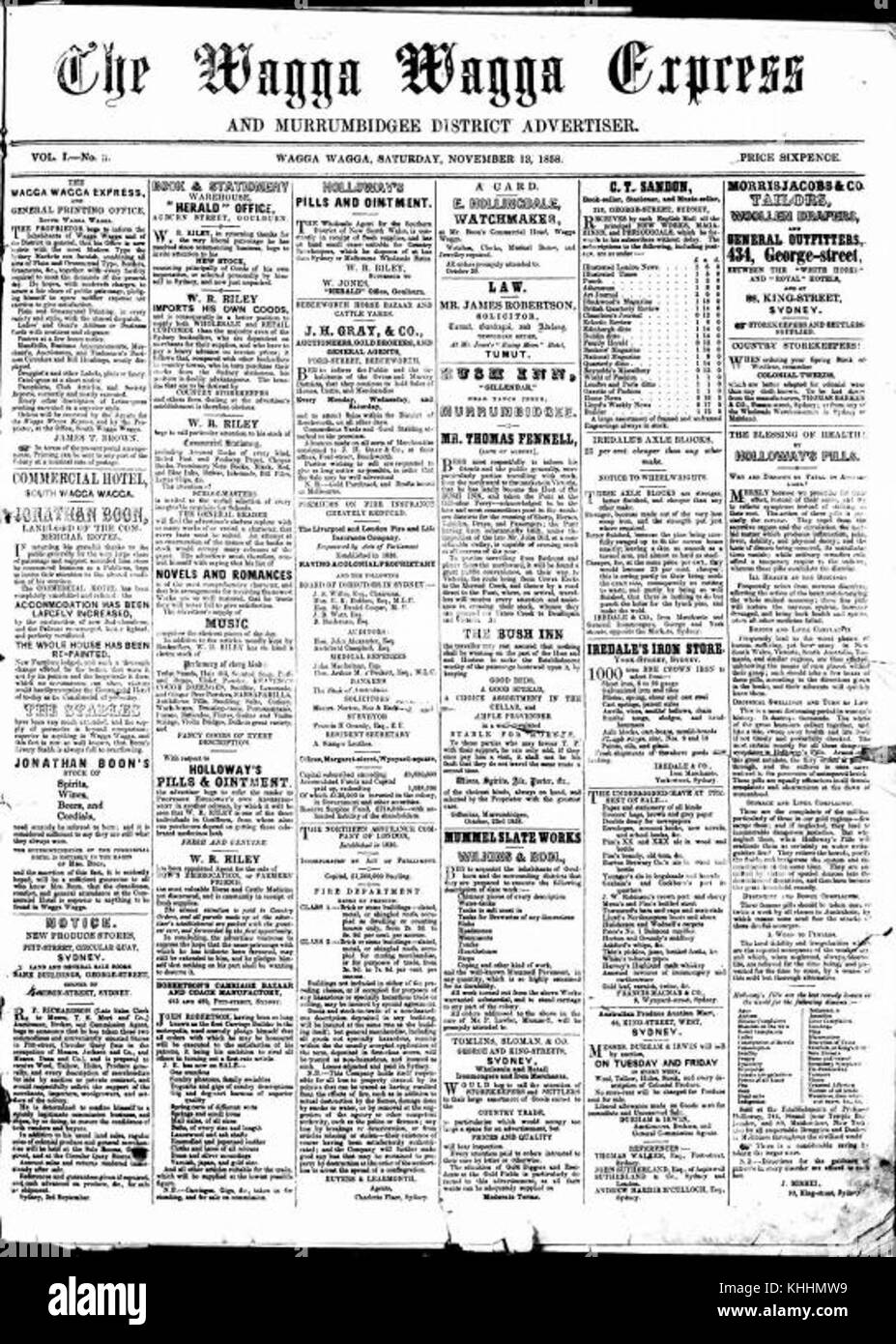 The Wagga Wagga Express and Murrumbidgee District Advertiser Stock Photo