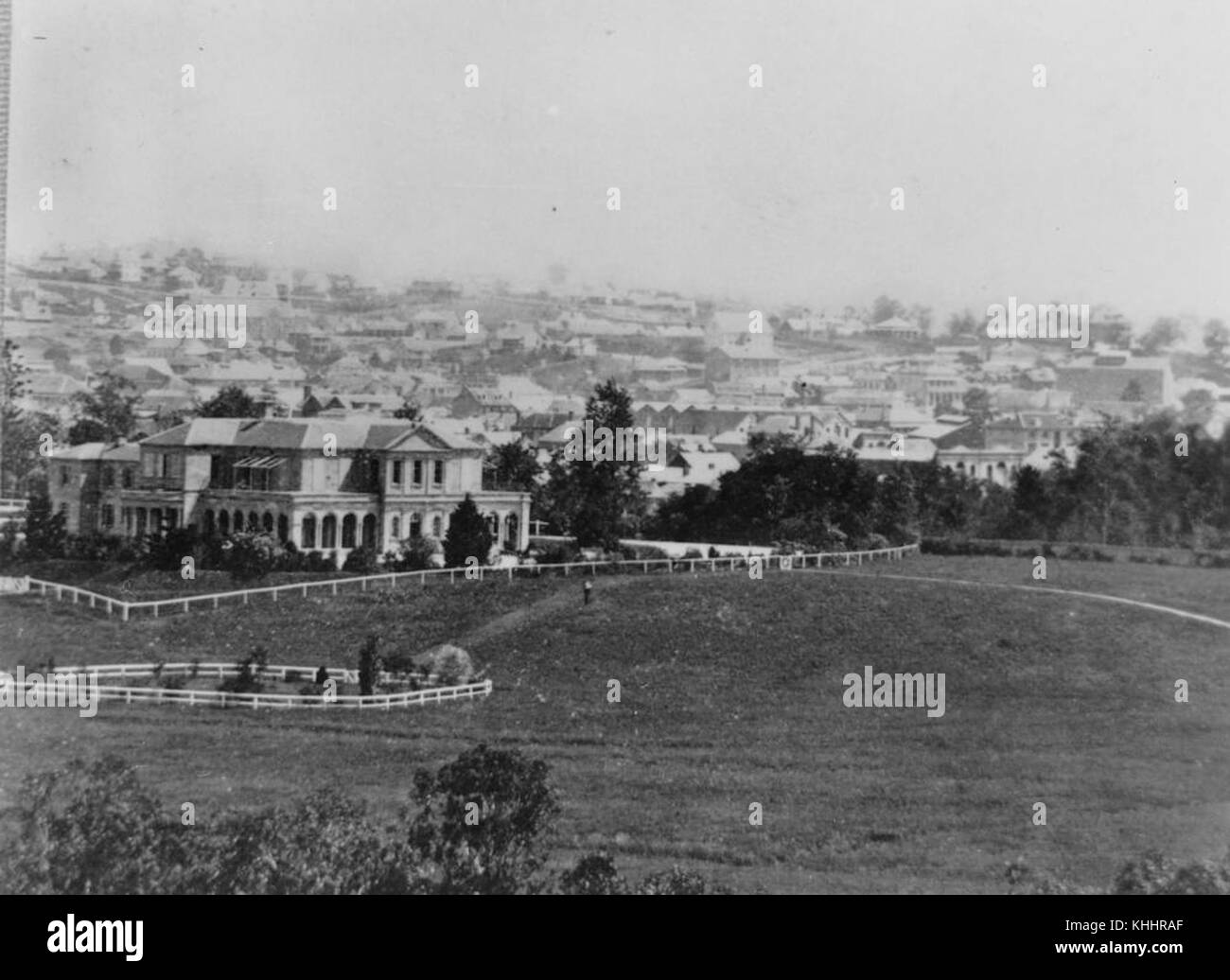 1 166071 Buildings near Gardens Point in Brisbane, ca. 1870 Stock Photo