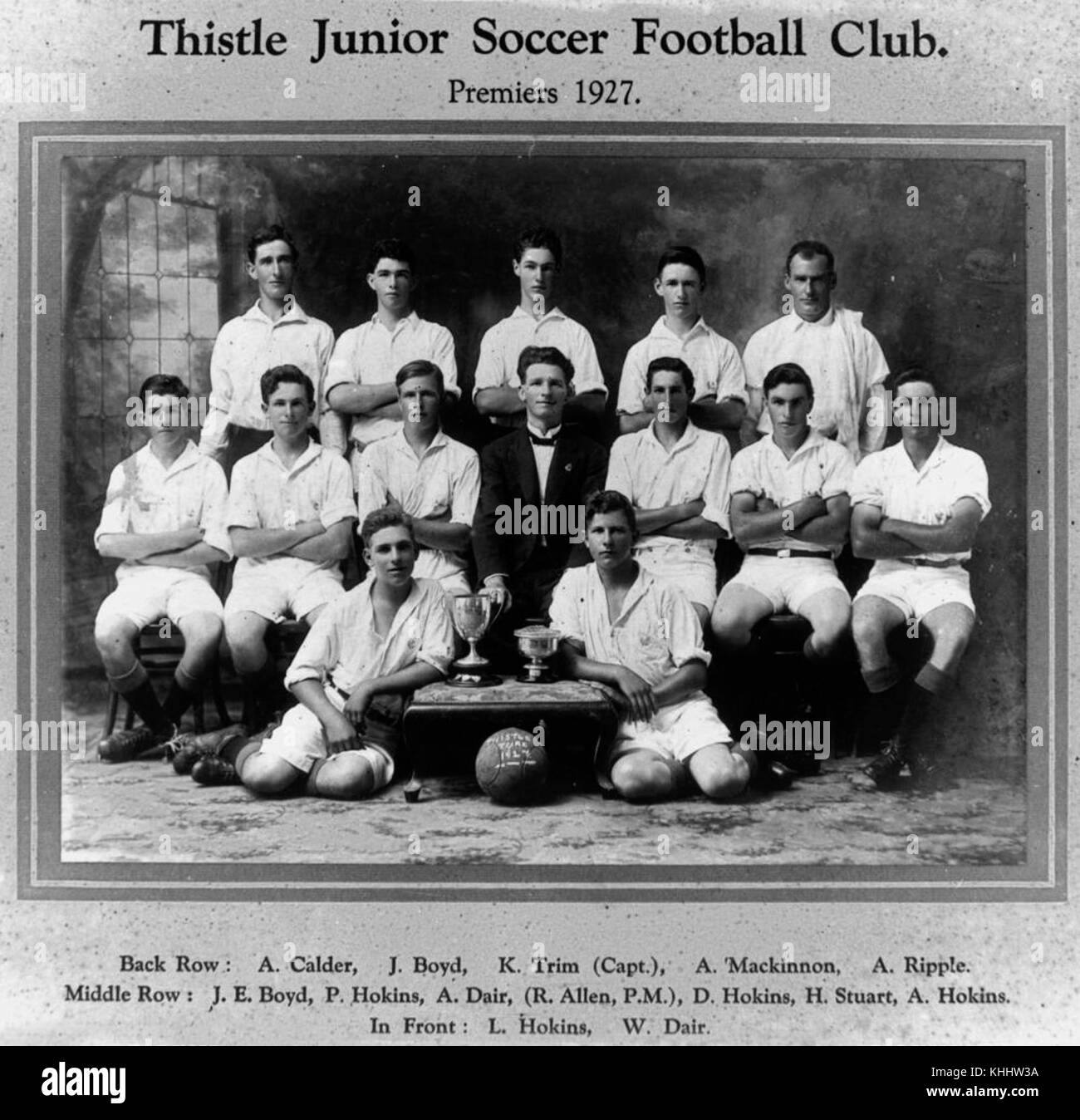 1 145855 Thistle Junior Soccer Football Club, Premiers 1927 Stock Photo ...