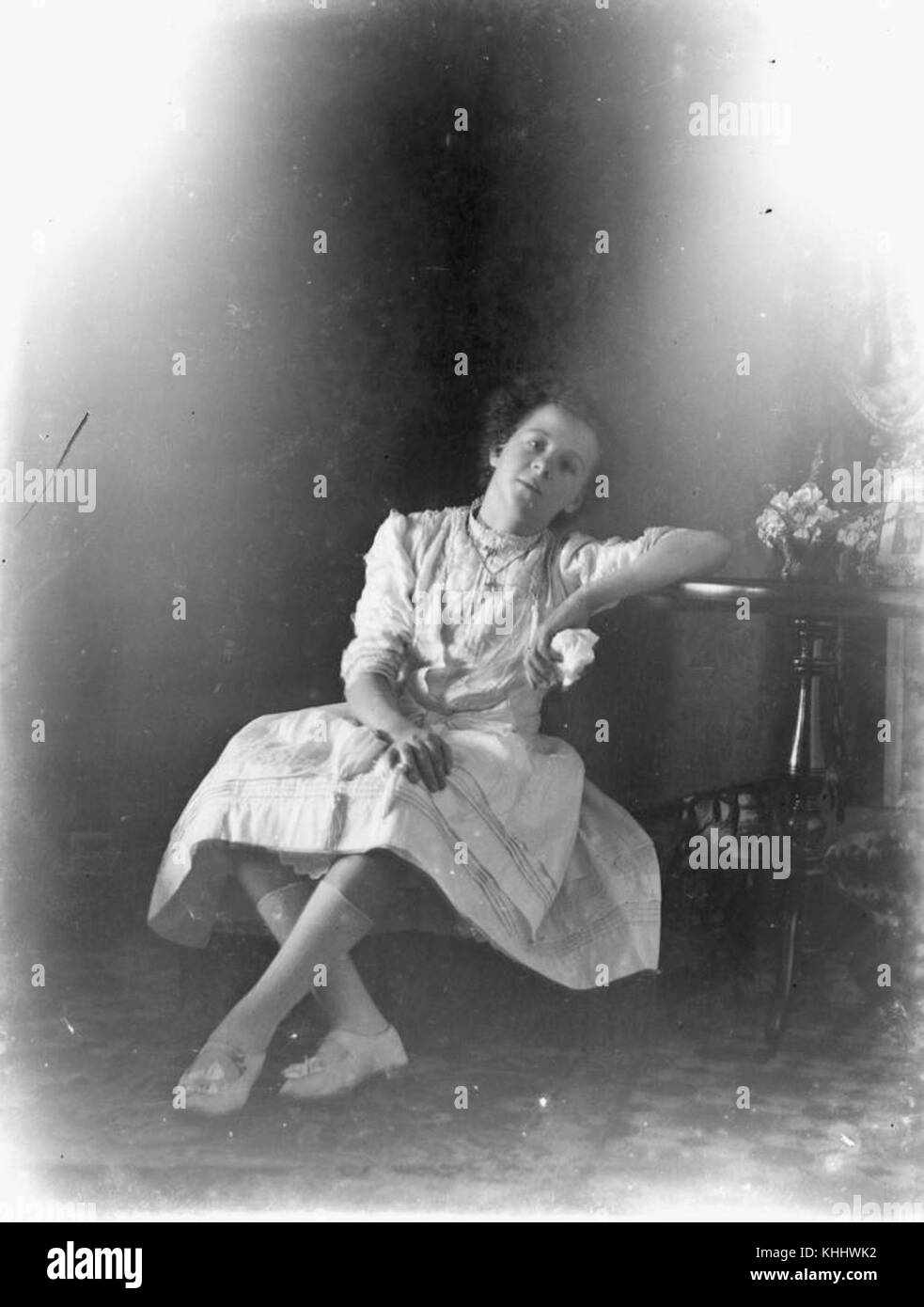 1 68547 Irene Askew, aged approximately 13 years, pictured in her concert dress, ca. 1910 Stock Photo